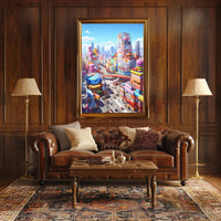 Futuristic Cityscape with Flying Cars Sci-Fi Poster
