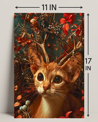 Whimsical Cat Antler Enchantment Fantasy or Mythology Poster