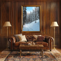 Serene Snowy Forest Pathway National Park Poster