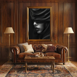 Elegant Veiled Portrait: Modern Artistic Poster PosterGoat