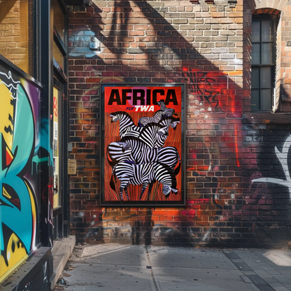 Fly TWA to Africa Vintage Travel Poster