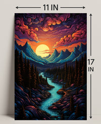 Majestic Mountain Sunset Poster PosterGoat