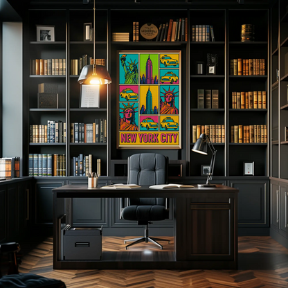 Vibrant New York City Icons Pop Art Travel Poster