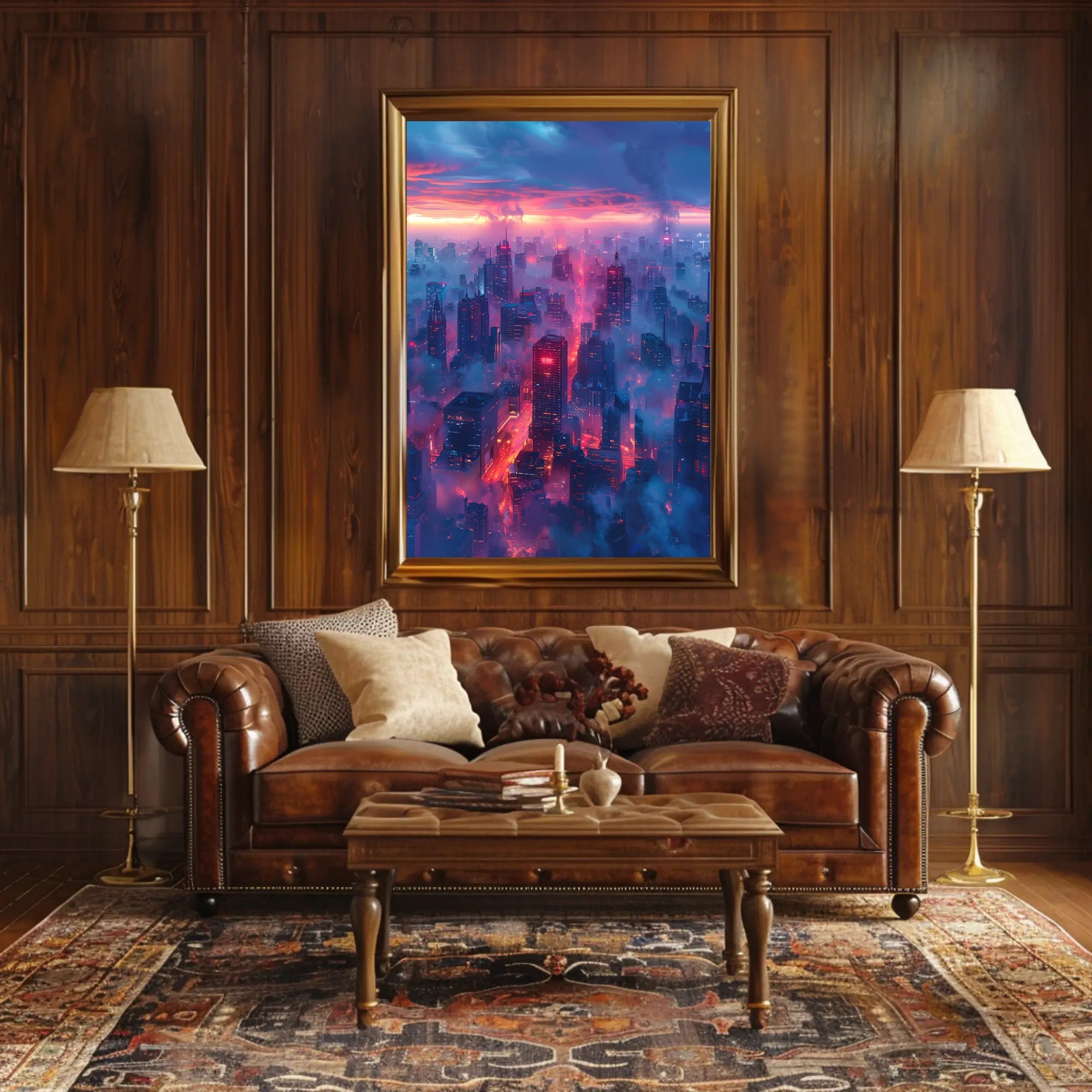 Futuristic Cityscape Cyberpunk Art Poster PosterGoat