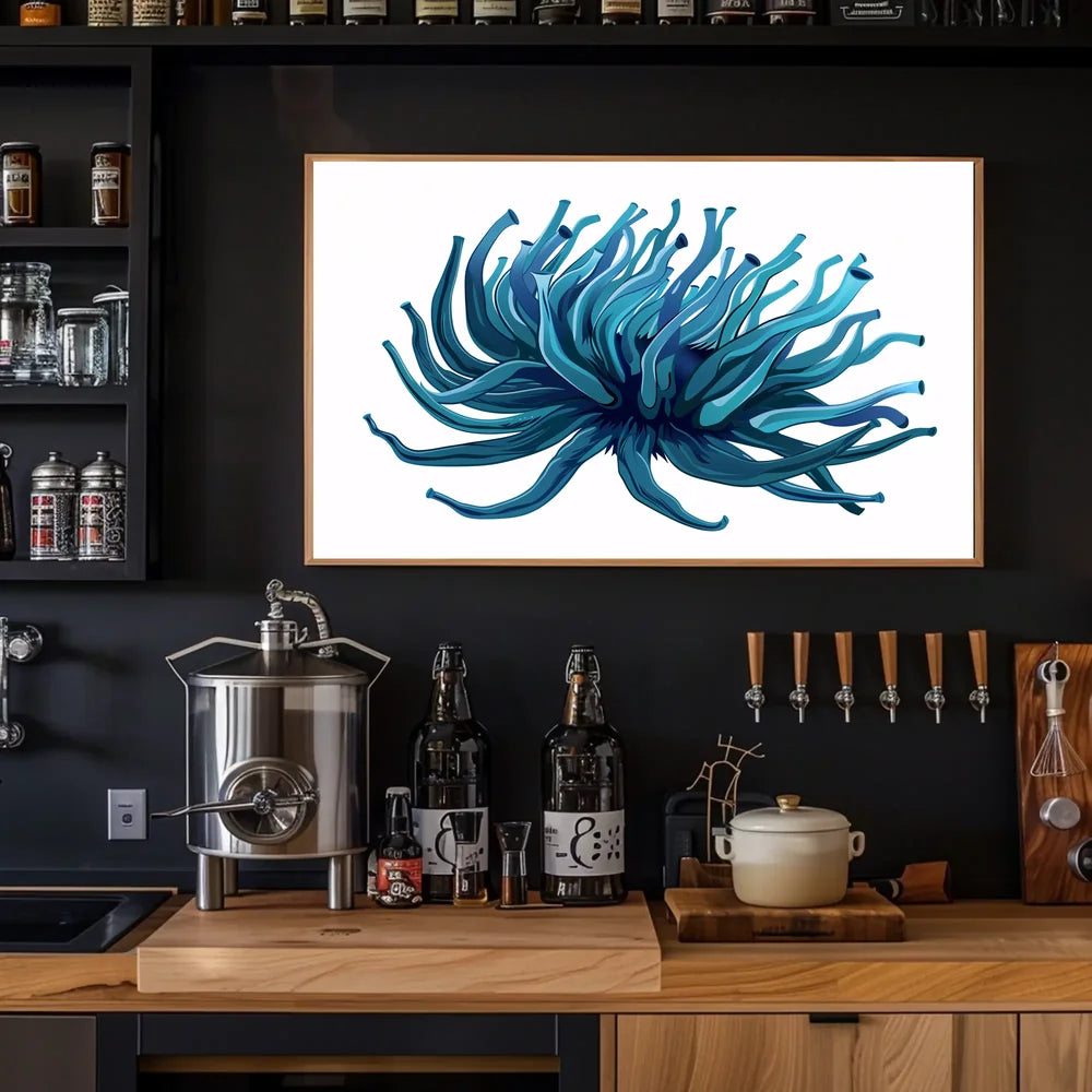Vibrant Sea Anemone Modern Abstract Art Poster