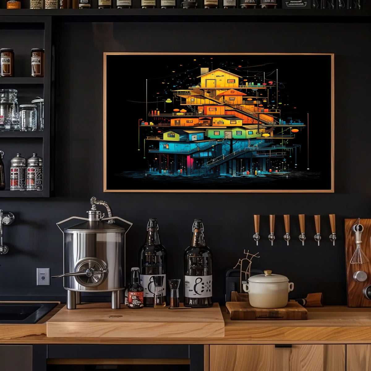 Colorful Stacked Houses Poster