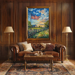 peaceful farmhouse landscape Poster