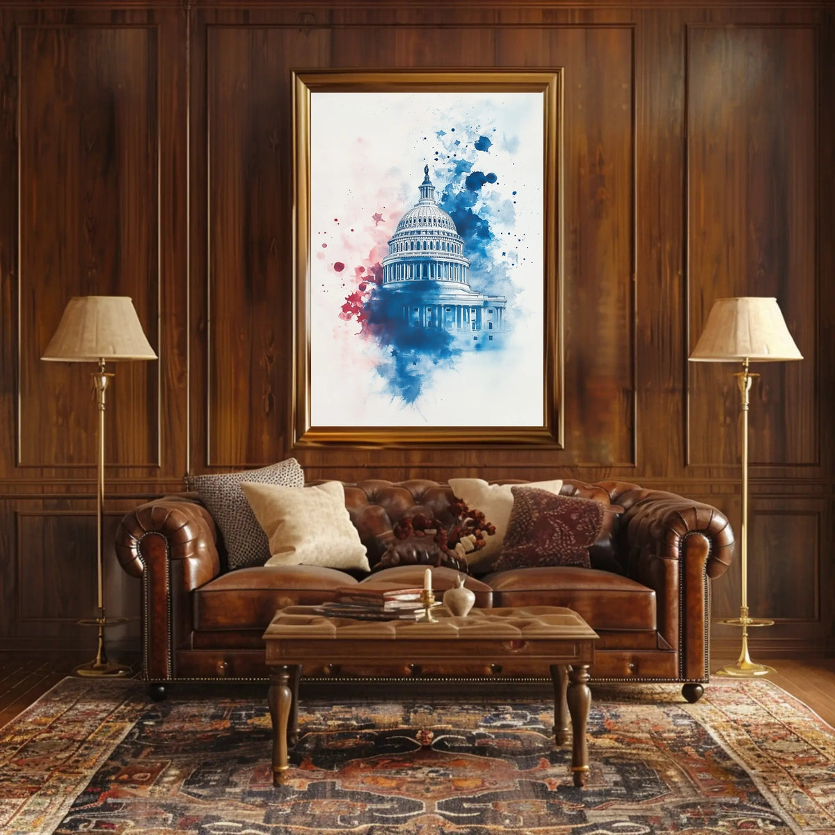 US Capitol Dome Americana Vintage Style Wall Art Poster