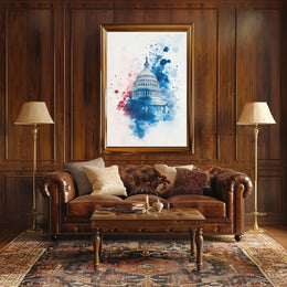 US Capitol Dome Americana Vintage Style Wall Art Poster