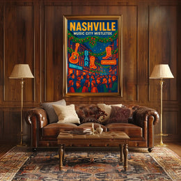 Nashville Music City Mistletoe Poster