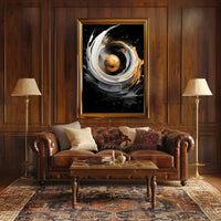 Golden Orb Abstract Art Print - Abstract Poster