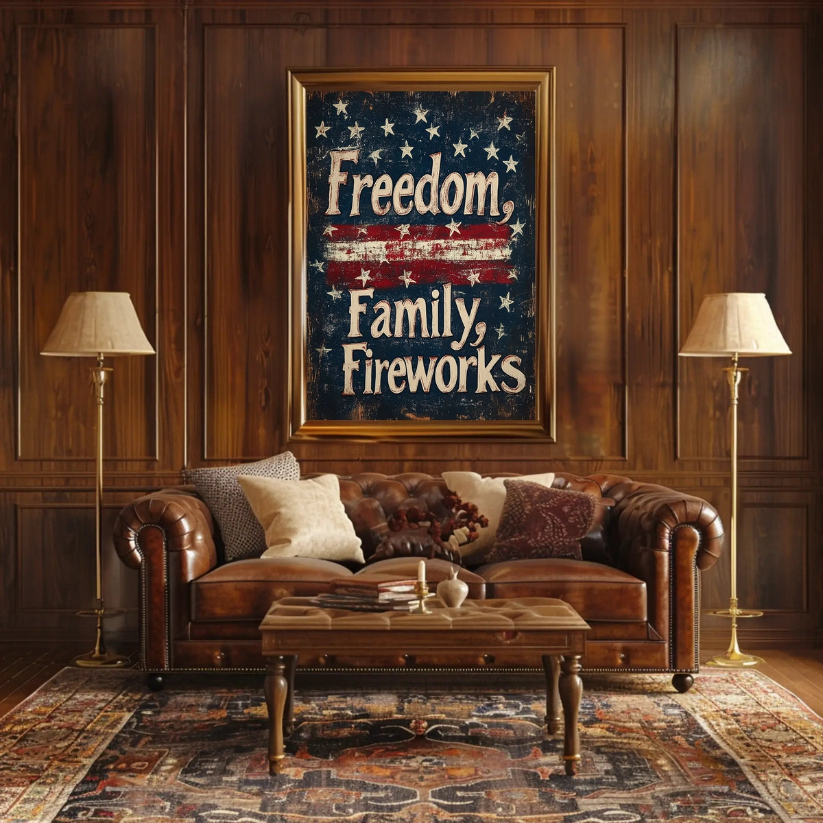 Freedom Family Fireworks Patriotic Wall Art Decor Poster