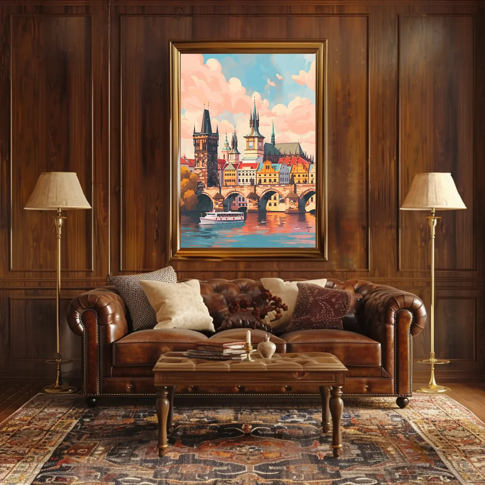 Prague Cityscape Poster: Charles Bridge & Vibrant Skyline