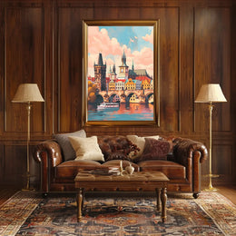 Prague Cityscape Poster: Charles Bridge & Vibrant Skyline