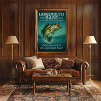 Largemouth Bass Vintage Fishing Adventure Poster