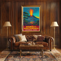 Hawaii Volcanoes Travel Art Deco Poster