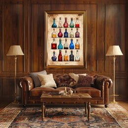 Potion Bottles with Mystical Symbols Fantasy or Mythology Poster
