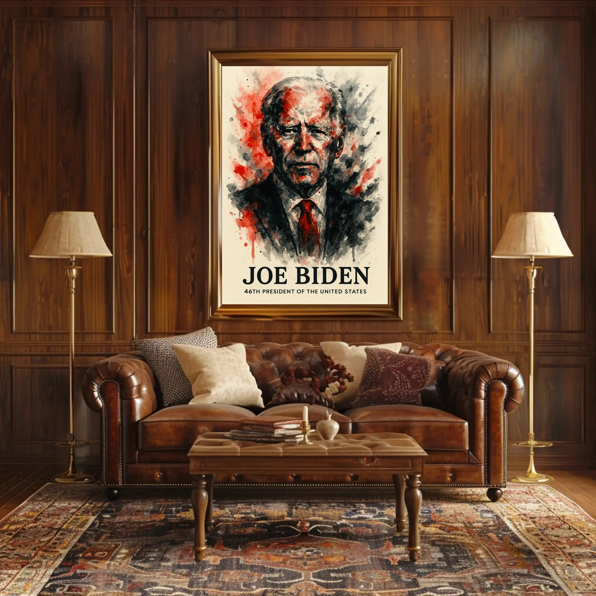 President Joe Biden Watercolor Art Poster - Historical or Presidential Poster