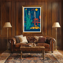 New York City Vibrant Urban Art Poster Modern Wall Art
