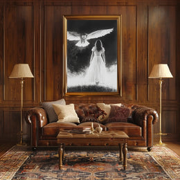 Misty Field Encounter Mysterious Surreal Ethereal Poster
