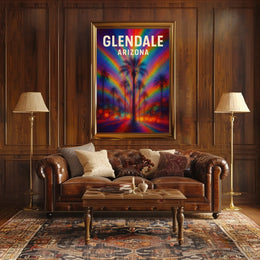 Glendale Arizona Palm Vibrant Digital Painting Poster