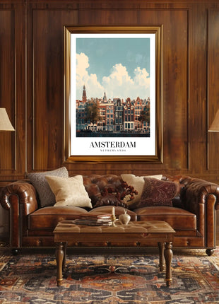 Amsterdam's Iconic Canal View Urban or Cityscape Poster