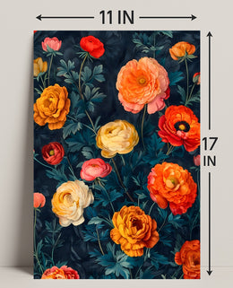 Elegant Floral Artwork on Dark Background - Artistic Poster