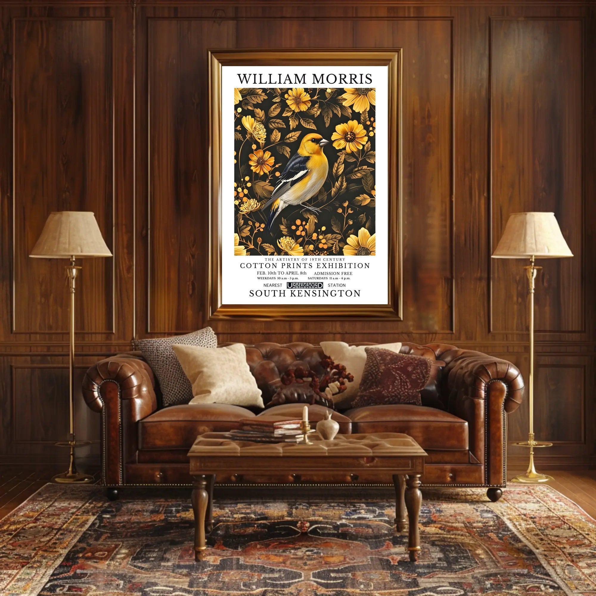 William Morris Inspired Elegant Bird Exhibition Artistic Poster