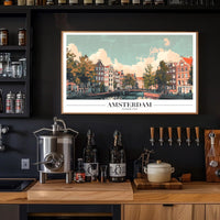 Amsterdam Canal Houses Scenic Travel Poster