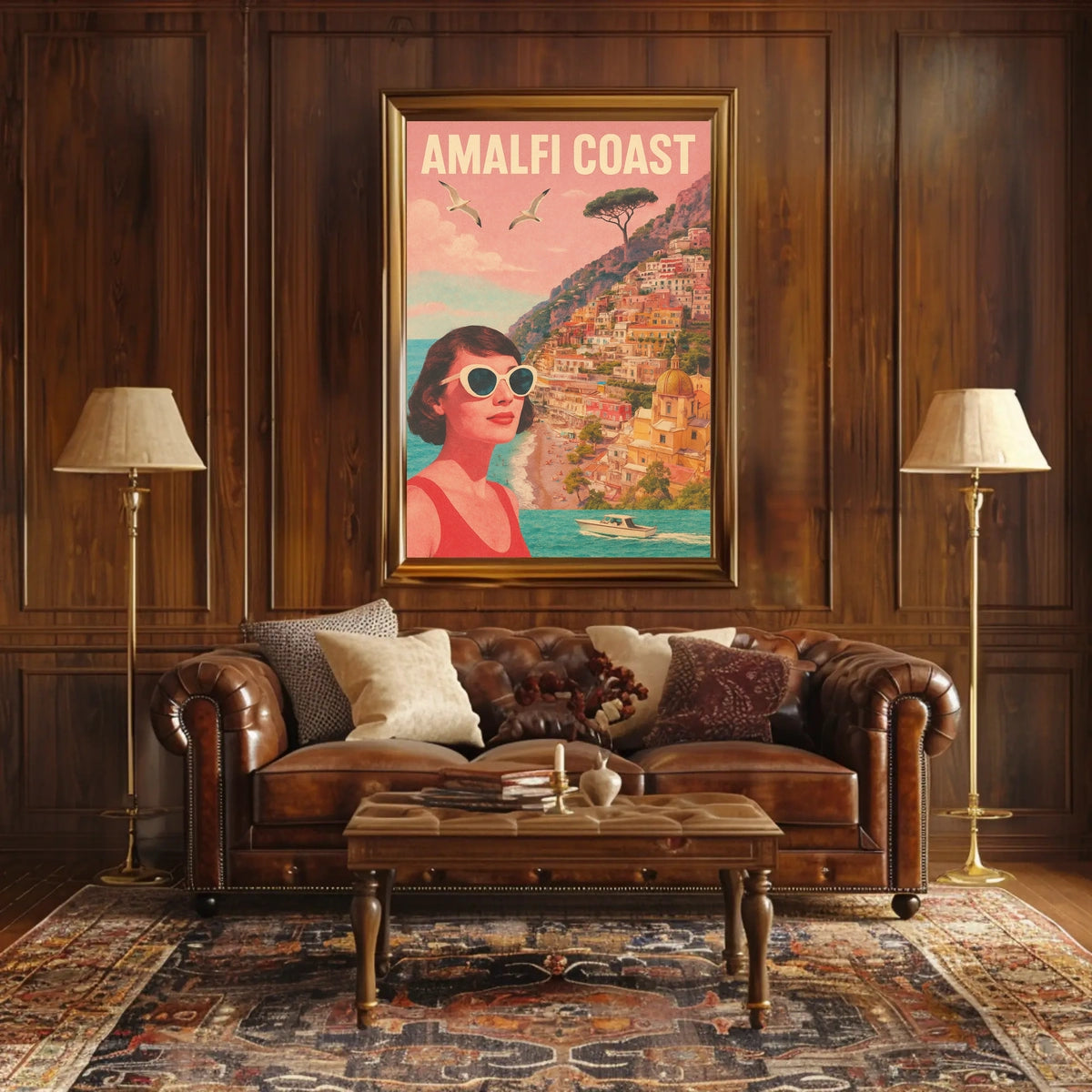 Amalfi Coast Vintage Travel Poster Wall Art Decor Print
