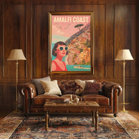 Amalfi Coast Vintage Travel Poster Wall Art Decor Print