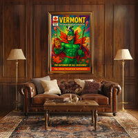 Vermont Retro Superhero Poster Wall Art Print