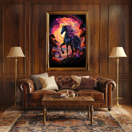 Majestic Fantasy Horse Surreal Sunset Art Poster