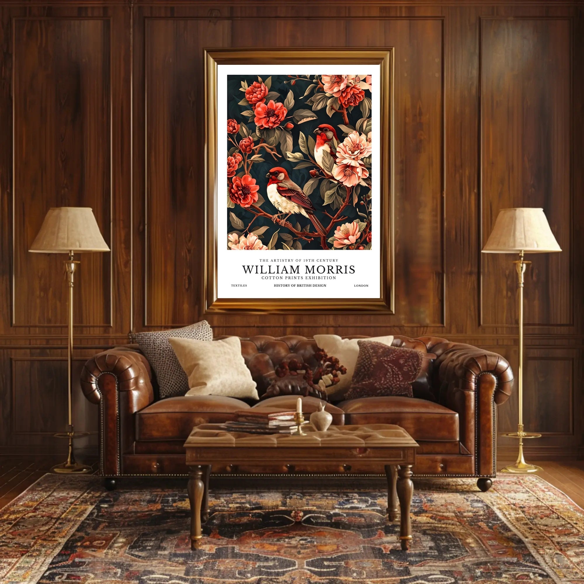 William Morris-Inspired Vintage Floral Illustration Cultural Poster
