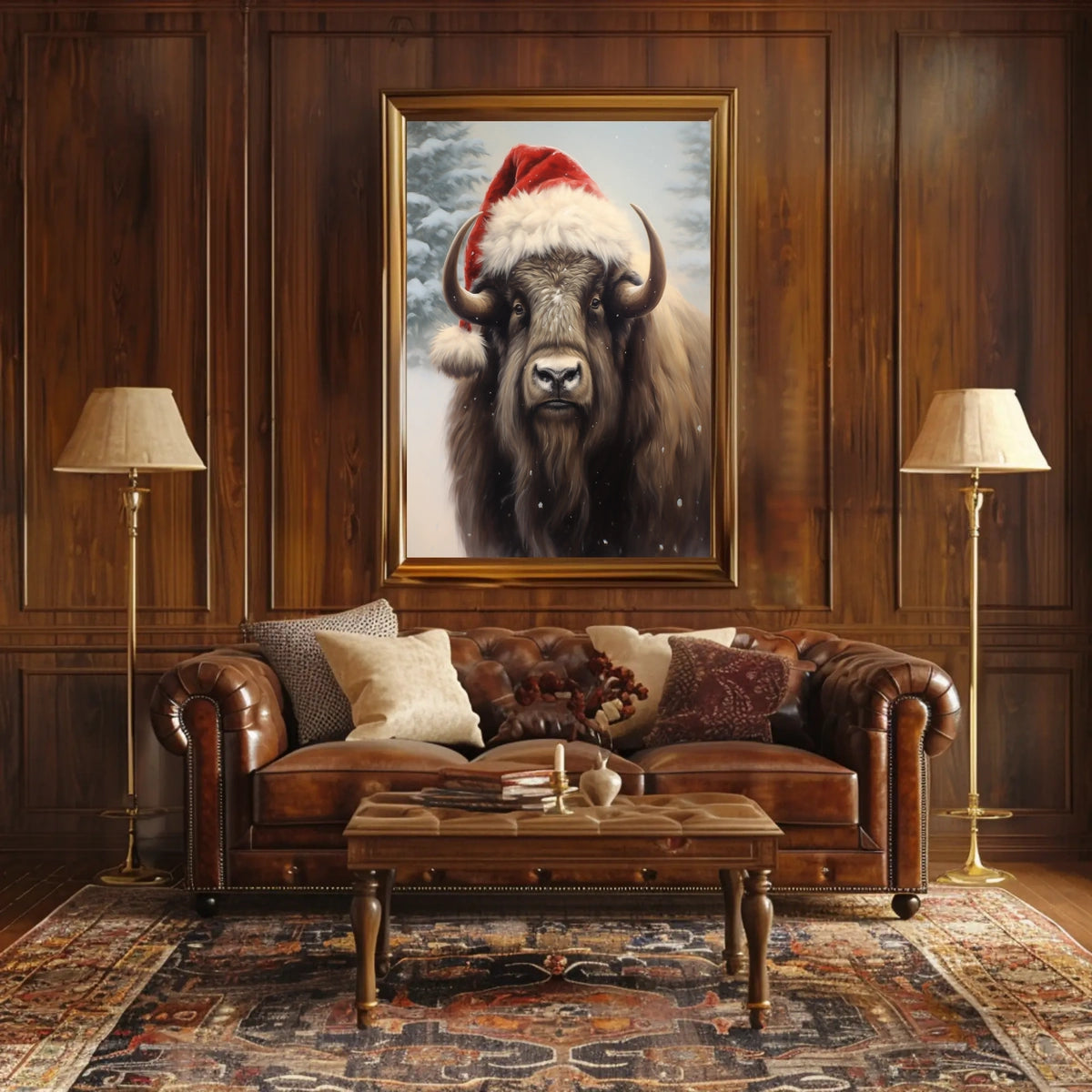 Festive Bison In Winter Wonderland Poster