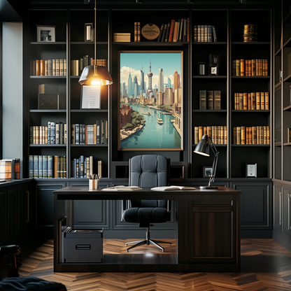 Shanghai Modern Skyline and River Travel Poster