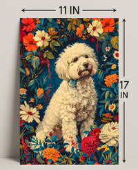 Fluffy Dog in Flower Garden Animal Poster