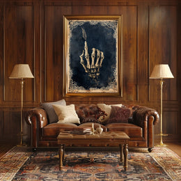 Skeletal Hand with Feather Artistic Abstract Poster