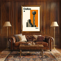 Dallas 1841 Architectural Cityscape Travel Poster