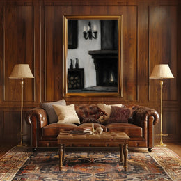 Warm Vintage Fireplace Scene for Cultural or Heritage Poster PosterGoat