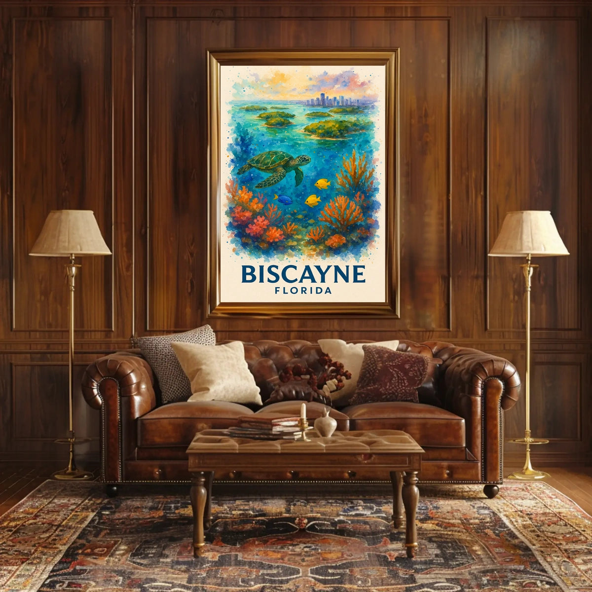 Biscayne Marine Life Watercolor Poster: Florida's Beauty