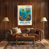 Biscayne Marine Life Watercolor Poster: Florida's Beauty
