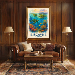 Biscayne Marine Life Watercolor Poster: Florida's Beauty