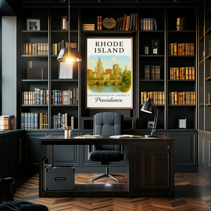 Providence Rhode Island Historic Riverwalk Downtown Travel Poster Travel Poster