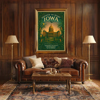 Vintage Iowa Travel Poster: Cultural and Agricultural Richness