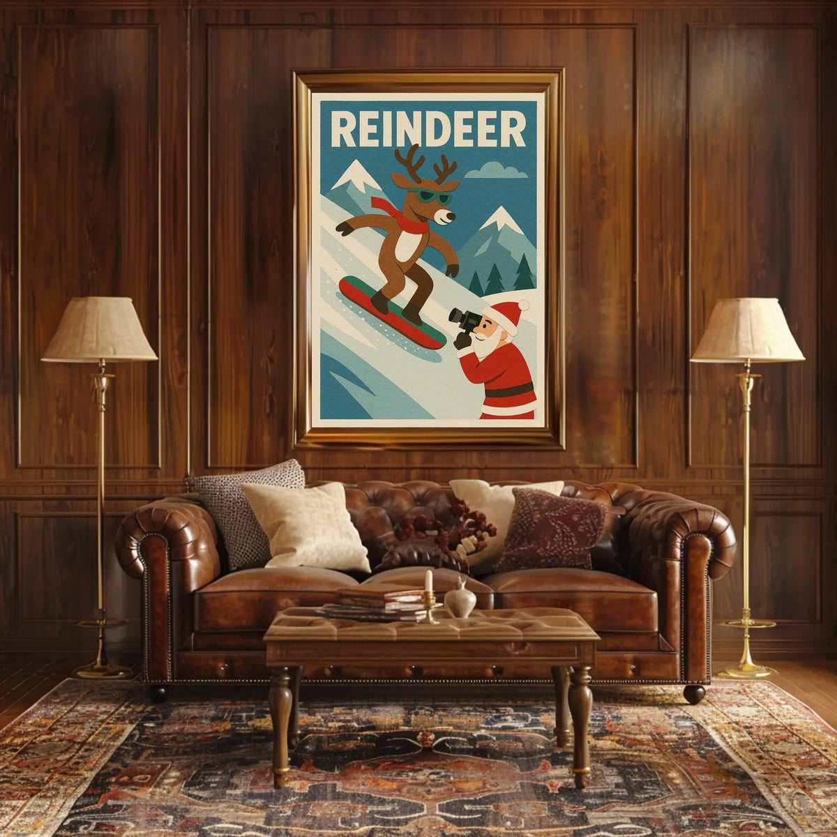 Reindeer On The Slopes Poster