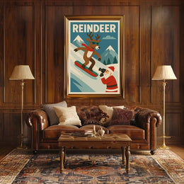 Reindeer On The Slopes Poster