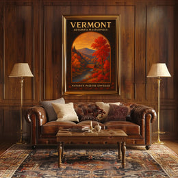 Vermont Autumn Landscape Photorealistic Travel Poster
