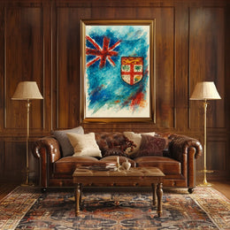 Fiji Flag Watercolor Art Poster