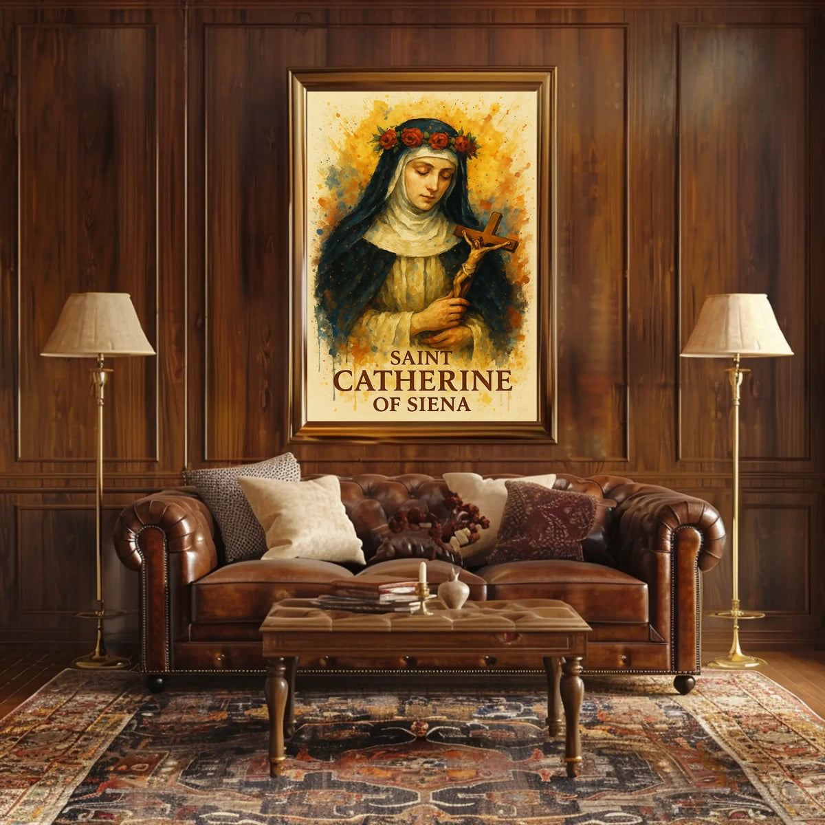 Saint Catherine of Siena In Heritage-Inspired Cultural Poster